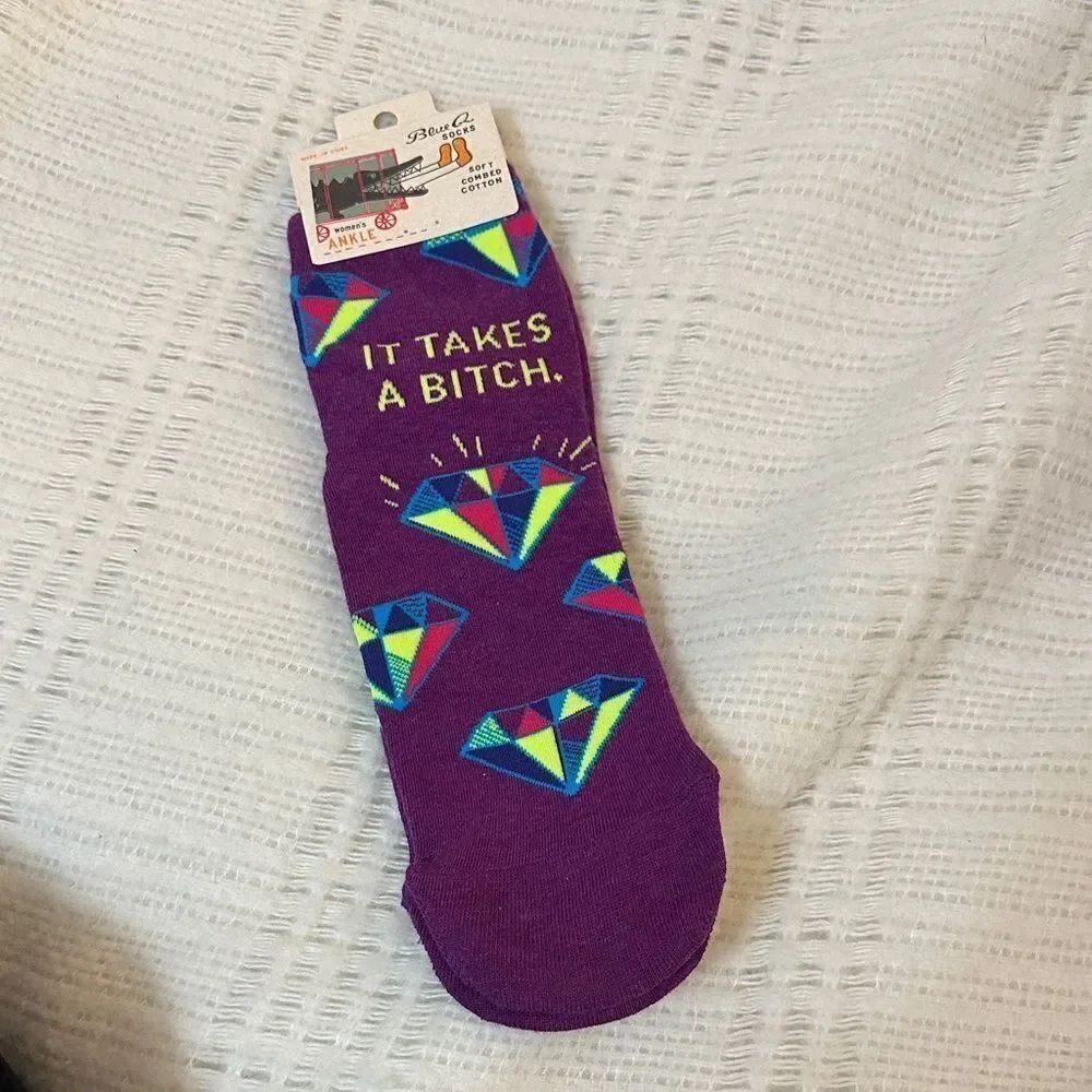 NWT Blue Q Purple Ankle Socks ~It Takes A B****